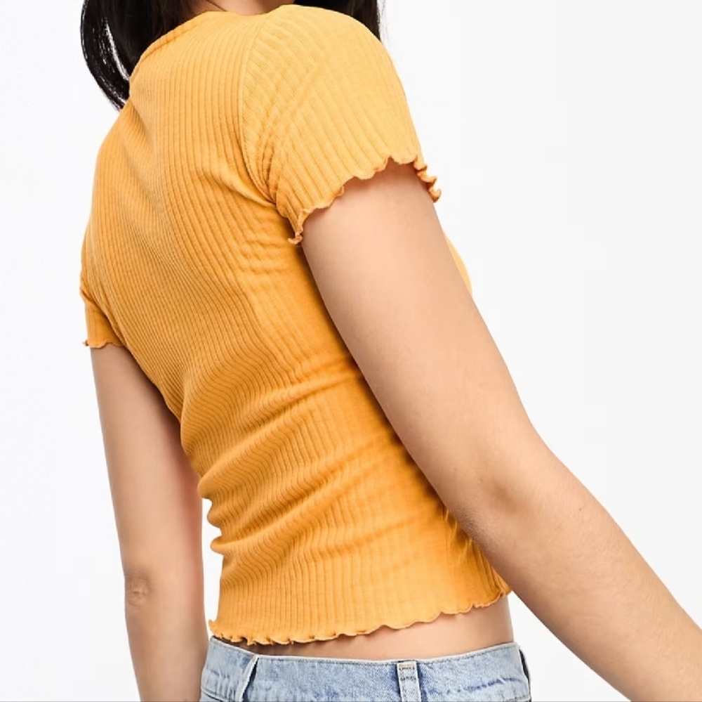 Deep Mustard Yellow long crop top SZ. M